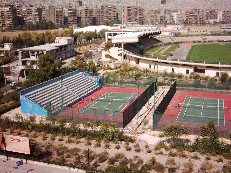 Court-level view of the surface and net
