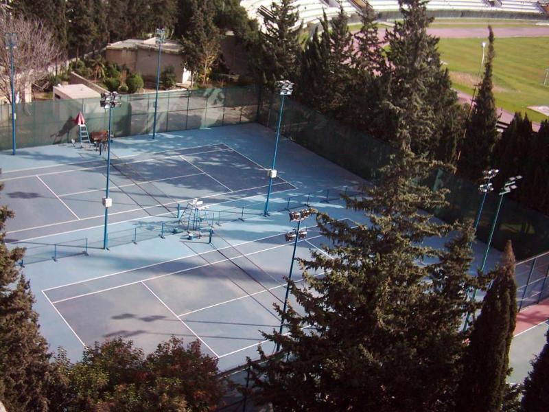 Two-tone blue professional tennis courts
